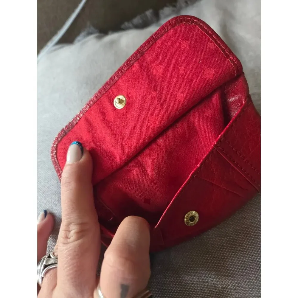 Vintage Fossil Emory Red Lamb Leather Wallet Clutch Super Soft Brass Hardware!